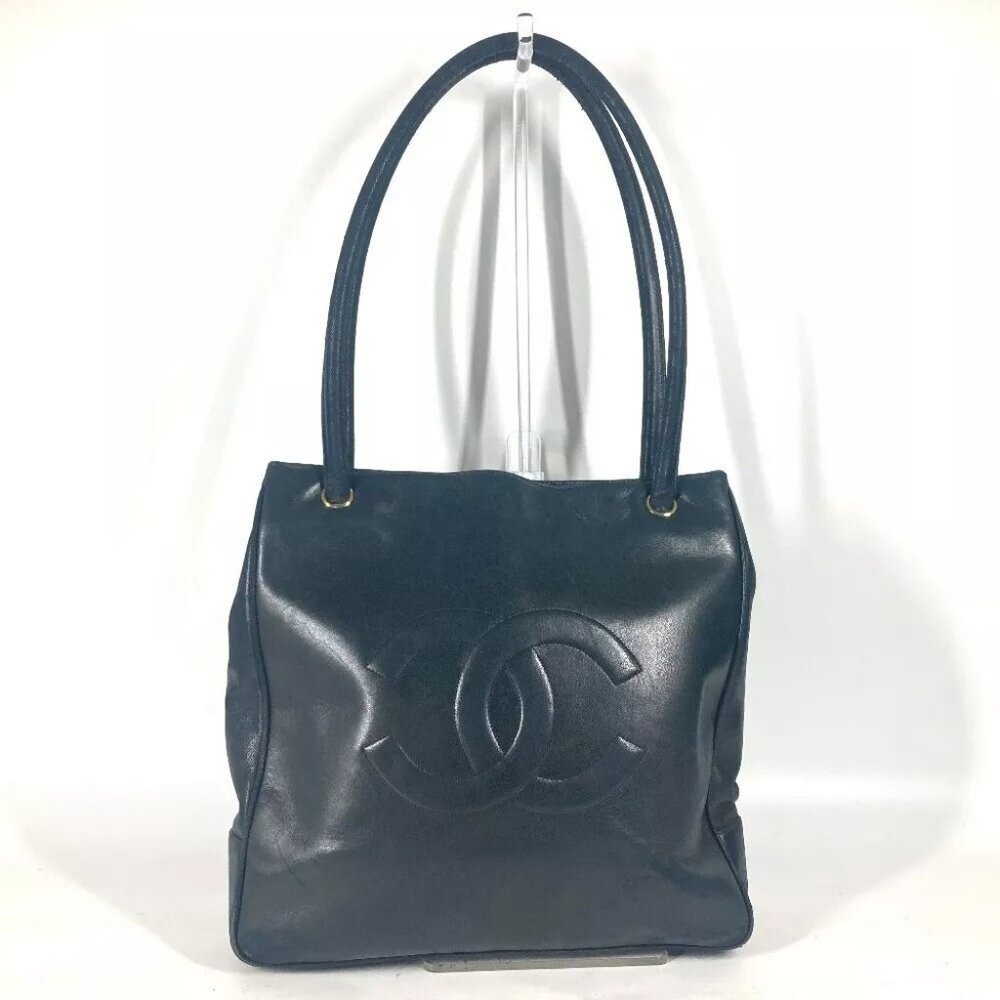 CHANEL vintage CC CC Mark Shoulder bag Tote Bag Shoulder Bag Leather Dark navy